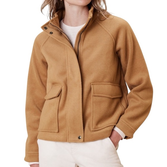 NWT - Banana Republic Brushed Melton Pocket Short Jacket in Camel Sz XXS Petite - Picture 1 of 11